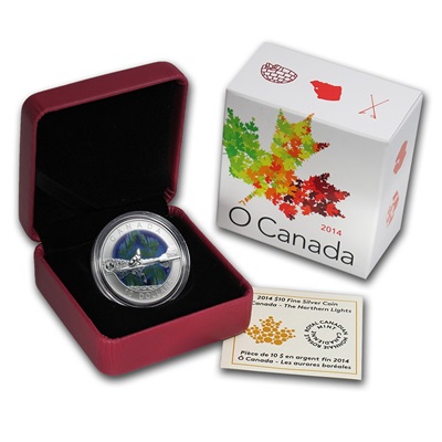 2014 O'Canada 1/2oz Silver Proof - NORTHERN LIGHTS - Click Image to Close